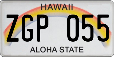 HI license plate ZGP055