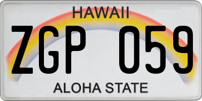HI license plate ZGP059