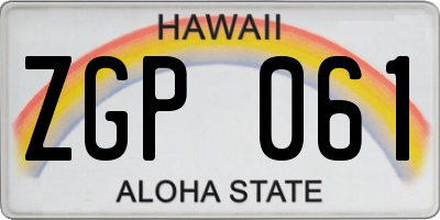 HI license plate ZGP061
