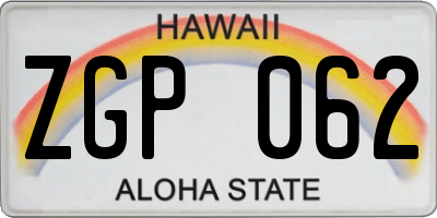 HI license plate ZGP062