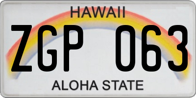 HI license plate ZGP063