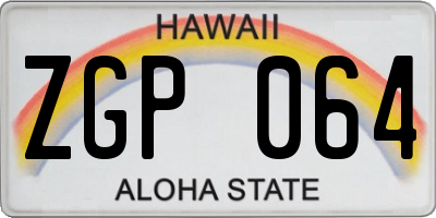 HI license plate ZGP064