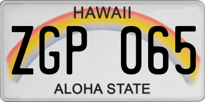 HI license plate ZGP065