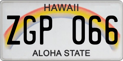 HI license plate ZGP066