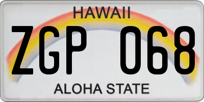 HI license plate ZGP068
