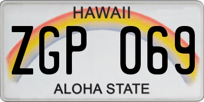 HI license plate ZGP069