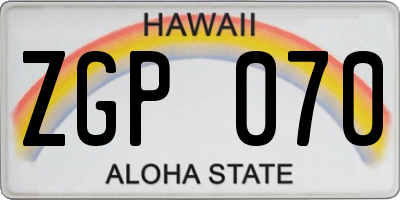 HI license plate ZGP070