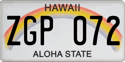 HI license plate ZGP072