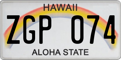 HI license plate ZGP074