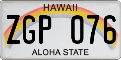 HI license plate ZGP076