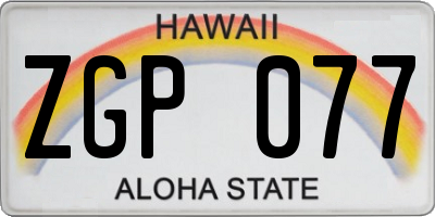 HI license plate ZGP077