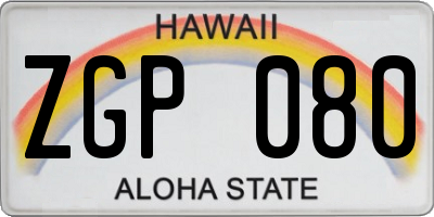HI license plate ZGP080