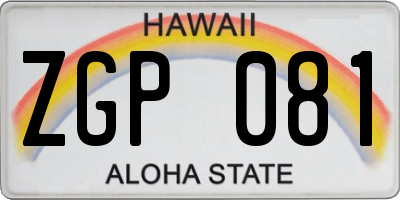 HI license plate ZGP081