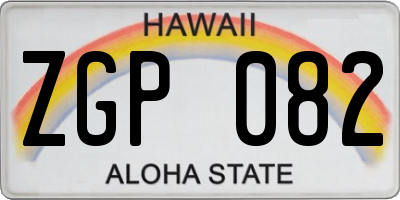 HI license plate ZGP082