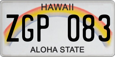 HI license plate ZGP083