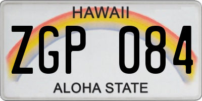 HI license plate ZGP084