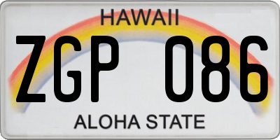 HI license plate ZGP086