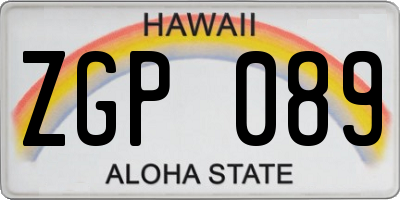 HI license plate ZGP089