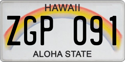 HI license plate ZGP091