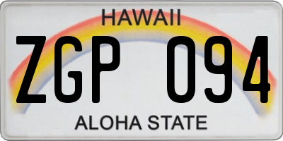 HI license plate ZGP094