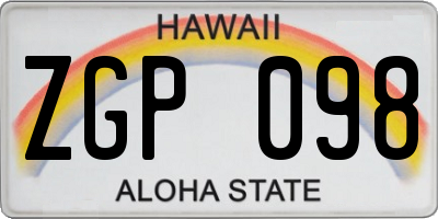 HI license plate ZGP098