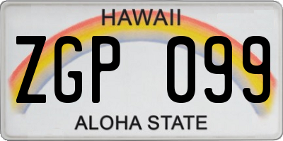 HI license plate ZGP099
