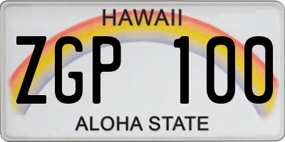 HI license plate ZGP100