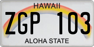 HI license plate ZGP103