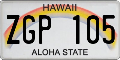 HI license plate ZGP105