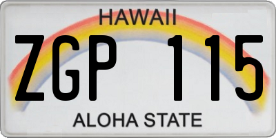 HI license plate ZGP115