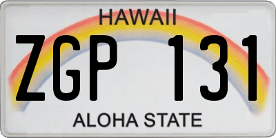 HI license plate ZGP131