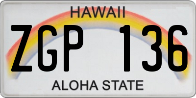HI license plate ZGP136