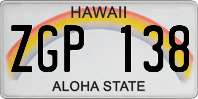 HI license plate ZGP138
