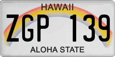 HI license plate ZGP139