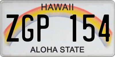 HI license plate ZGP154