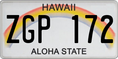 HI license plate ZGP172