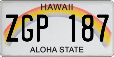 HI license plate ZGP187