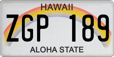 HI license plate ZGP189