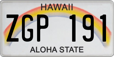 HI license plate ZGP191
