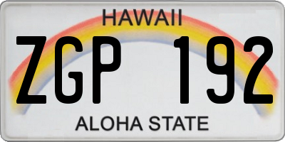 HI license plate ZGP192