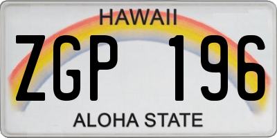 HI license plate ZGP196