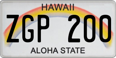 HI license plate ZGP200