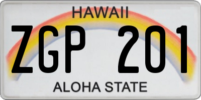 HI license plate ZGP201