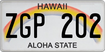 HI license plate ZGP202