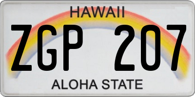HI license plate ZGP207