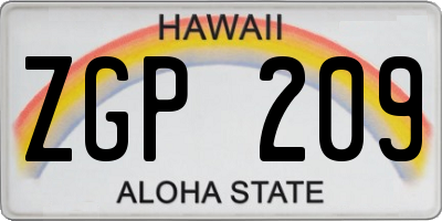 HI license plate ZGP209