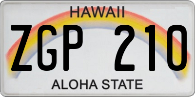 HI license plate ZGP210
