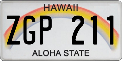HI license plate ZGP211