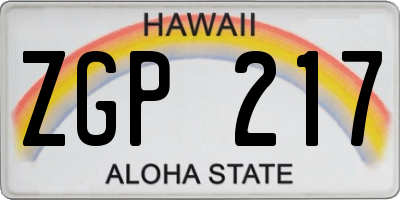 HI license plate ZGP217