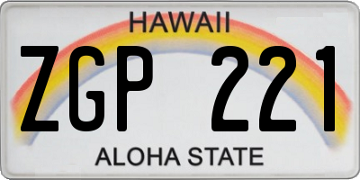 HI license plate ZGP221
